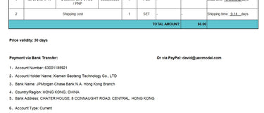 Notice of change of business account