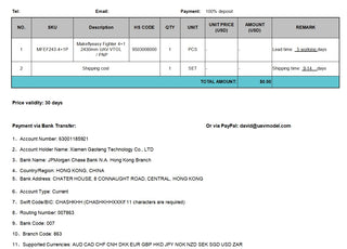 Notice of change of business account