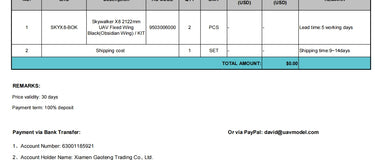 Notice of change of business account