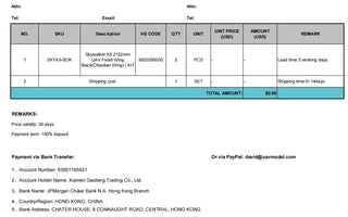 Notice of change of business account