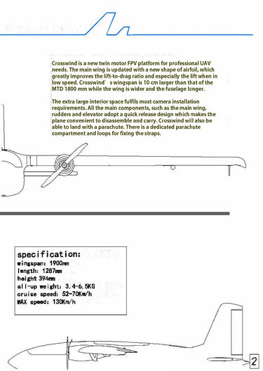 MFD Crosswind Nimbus Pro V2 1900mm FIXED WING - UAVMODEL